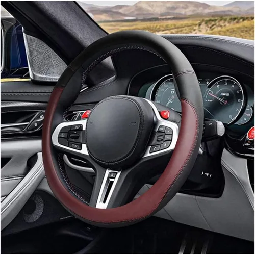 Vista 7 de LAINLOY Funda para volante de automóvil de 14.5"-15", funda de cuero de microfibra, decoración de volante antideslizante y transpirable, accesorios