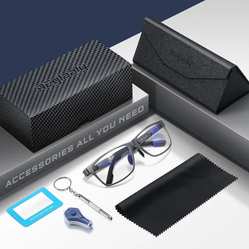 Vista 2 de Gafas de bloqueo de luz azul con marco de metal para hombres y mujeres