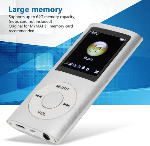 Vista 3 de Reproductor de MP3 64G, pantalla de 1.8 pulgadas, reproductor de música MP3 para estudio deportivo, compatible con MP3 WMA FLAC APE AAC OGG y ACELP