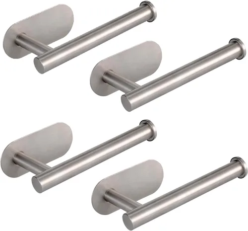Vista 21 de Soporte para papel higiénico autoadhesivo, sin taladrar para baño, baño, baño, soporte de pared, acero inoxidable (negro)