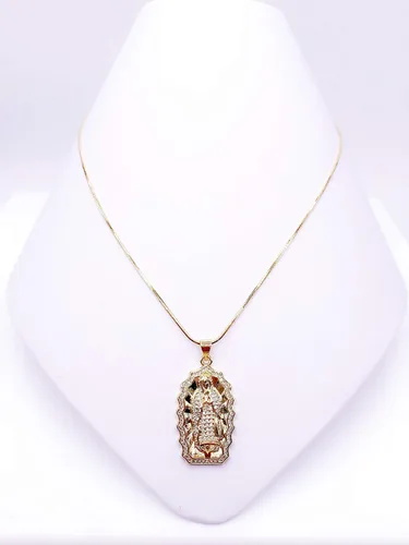 Vista 3 de LESLIE BOULES Guadalupe - Collar con colgante chapado en oro de 18 quilates para mujer, cadena de serpiente, joyería religiosa