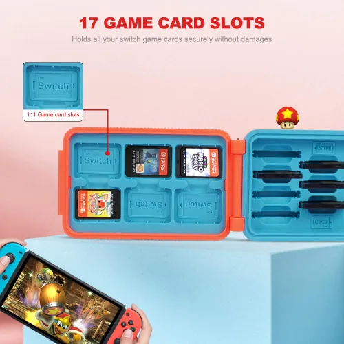 Vista 3 de LYNCA Estuche de transporte para Nintendo Switch con 17 ranuras, duradero Nintendo Switch para tarjetas de almacenamiento, carcasa rígida, funda
