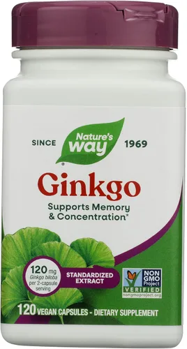 Vista 11 de Nature's Way Extracto de Ginkgo Premium, apoya la memoria y la concentración*, 120 mg de extracto de ginkgo biloba por porción de 2 cápsulas