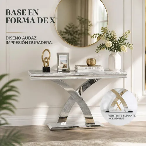 Vista 4 de AUZ Mesa consola plateada, 50 '' rectangular moderna mesa de entrada Glam