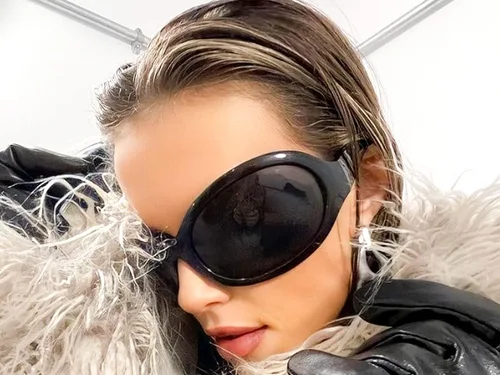 Vista 7 de FEISEDY Gafas de sol de moda de gran tamaño, clásicas, ovaladas, envolventes, con estilo, marco grande, sombra, gafas de mujer B2391