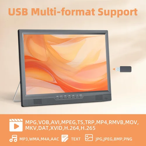 Vista 5 de NORTHING Televisor portátil de 19.2 pulgadas con antena, televisor pequeño LED de 1080P con entrada HDMI/entrada /AV/puerto USB, monitor portátil