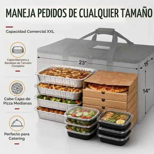 Vista 5 de TRUE NORTH Bolsa Térmica para Entrega de Alimentos con Divisor (23"x15"x14") - Bolsa Calentadora de Alimentos Uber Eats - Bolsas de Pizza