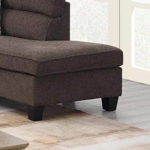 Vista 6 de Sofá modular tapizado con 4 cojines, moderno sofá en forma de L de micro tela copetudo, con espuma viscoelástica, sofá modular de 5 asientos
