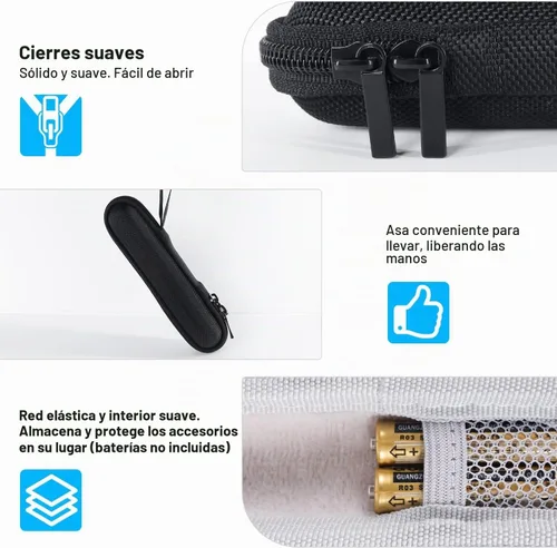 Vista 6 de DinoFire - Clicker de presentación con estuche, presentador inalámbrico remoto Powerpoint Clicker, con bolsa de almacenamiento protectora Negro