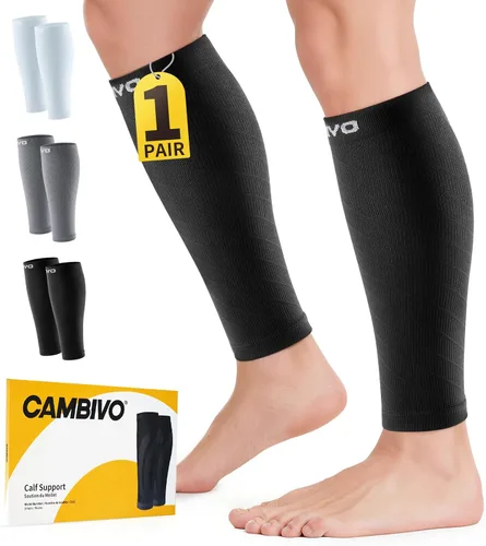 Vista 20 de CAMBIVO Mangas de compresión de pantorrilla para hombres y mujeres, calcetines sin pies para alivio del dolor de espinillas y piernas