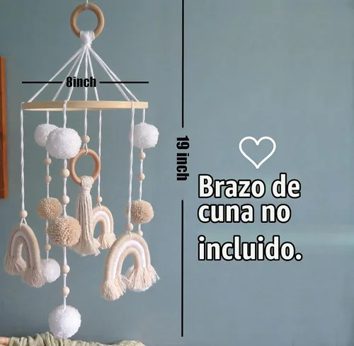 Vista 2 de Móvil neutral del bebé del arco iris del boho para la decoración móvil del cuarto de la cuna