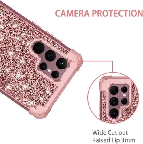 Vista 3 de LONTECT Funda para Galaxy S22 Ultra 5G, de tres capas, a prueba de golpes, resistente, híbrida, resistente, funda protectora de alto impacto