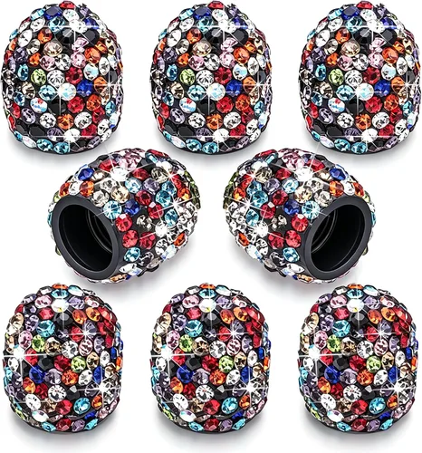 Vista 25 de 4 tapas de válvula de vástago de neumático de diamantes de cristal brillante, a prueba de polvo, tapas universales para válvulas de neumáticos