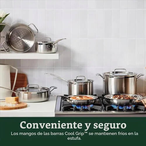 Vista 4 de Cuisinart - Juego de ollas y sartenes de acero inoxidable, compatible con inducción, 12 piezas