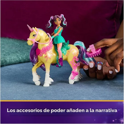 Vista 4 de Unicorn Academy, Set de Poder de Amistad de Ava y Leaf con Silla de Montar y Accesorios, Muñecas y Juguetes de Unicornio, Regalos y Pequeños