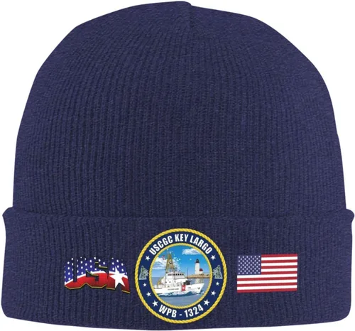 Vista 12 de Uscgc-Key-Largo-Wpb-1324 Beanie Cap Skull Caps Striped Knitted Pullover Hat Winter Warm Hat