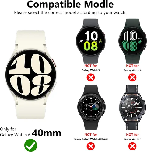 Vista 2 de Rc-Z [Packo de 4] Protector de pantalla para Samsung Galaxy Watch 6 de 40 mm, funda protectora de TPU suave, cubierta facial de repuesto, accesorios