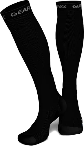 Vista 4 de Physix Gear - Calcetines de compresión 20-30 mmHg, para hombres y mujeres, para correr, enfermeras, espinillas, vuelo, viajes Negro