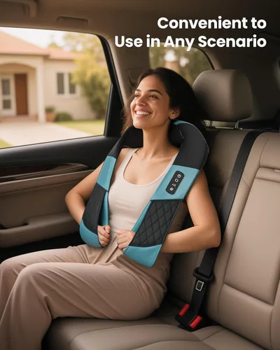 Vista 8 de COMFIER Masajeador de cuello inalámbrico con calor, masajeador de espalda para aliviar el dolor de tejido profundo, masaje Shiatsu 3D de cuello