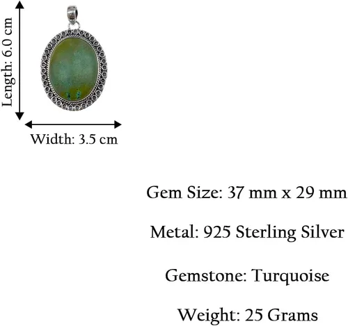Vista 2 de Colgante de amuleto gitano tribal de turquesa tibetana natural para mujeres y hombres, joyería hecha a mano de plata de ley 925, Metal Gema, Turquesa