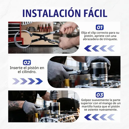 Vista 7 de MR CARTOOL Herramienta de compresor de anillo de pistón, juego de compresor de anillo de pistón del motor con 6 anillos de pistón