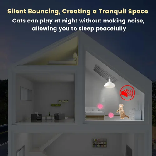 Vista 5 de TEAWOO 50 piezas de juguetes para gatos, bolas de pompones con 1 juego de lanzador, juguete interactivo para gatos para interiores, tanto