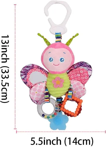 Vista 2 de D-KINGCHY Juguetes para bebé, asiento de automóvil, cochecito de juguete, juguete colgante de peluche, juguete de sonajero colgante, juguete