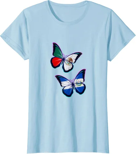 Vista 22 de Raíces biculturales de El Salvador y México. Versión mariposa Camiseta, Negro