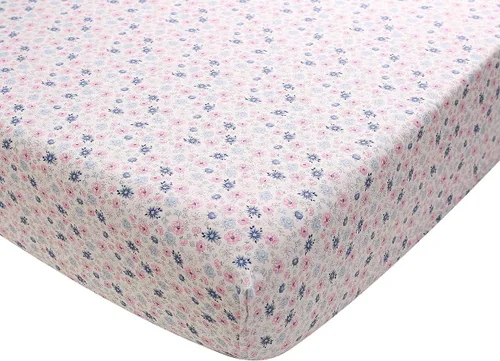 Vista 9 de Juego de ropa de cama de 2 piezas con bordado rosa con mariposas y sábana bajera para cuna de bebé niña