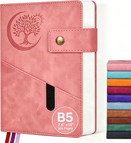 Vista 14 de PAIBAS Cuaderno de diario con líneas gruesas de 365 páginas para hombres y mujeres, diarios grandes de cuero A4 para escribir, cuadernos de tapa