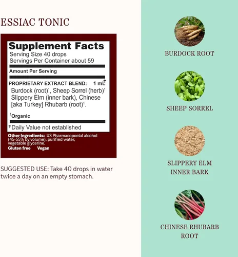 Vista 4 de Herbs Etc. Essiac Tonic Classic - Extracto líquido – Fórmula de hierbas Ojibwa para una limpieza de todo el cuerpo – Apoya las vías