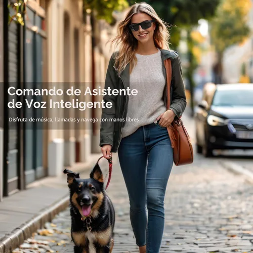 Vista 3 de Gafas inteligentes, gafas de sol Bluetooth polarizadas con altavoz, asistente de voz, de oreja abierta, protección UV, gafas de audio
