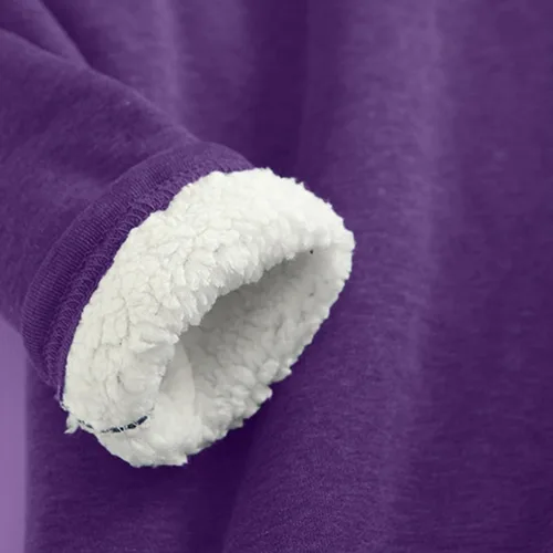 Vista 6 de FUNEY Sudadera de forro polar con cuello redondo para mujer, casual, cálida, con forro de sherpa, para el invierno