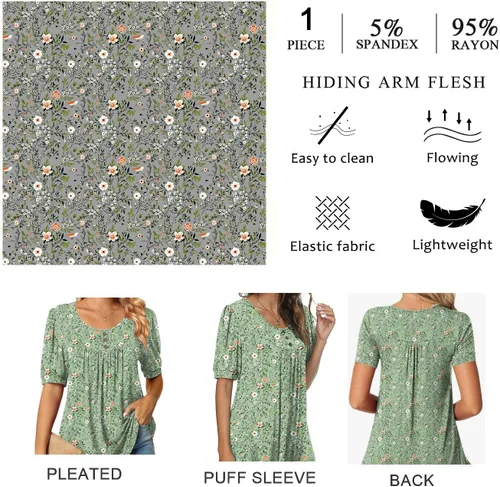 Vista 4 de POPYOUNG Blusa elegante de ajuste holgado para mujer, con manga de codo, con leggings
