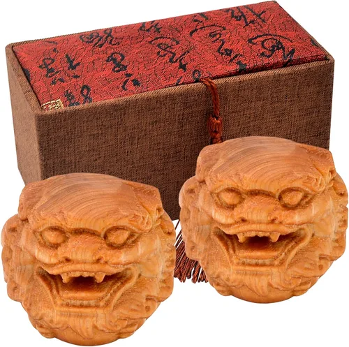 Vista 7 de Bola Baoding de 1.6 pulgadas tallada a mano Pixiu Zodiac Herramienta de ejercicio de mano de madera (zodiaco chino (madera de pera amarilla), 1.9 x