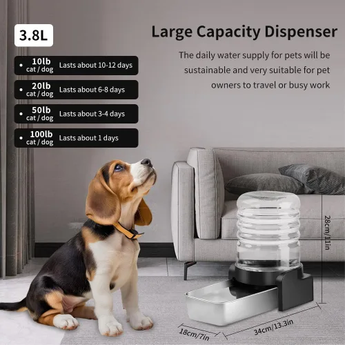 Vista 2 de Marchul - Dispensador de agua para gatos de 1 galón, comedero automático para perros con gravedad, dispensador de agua con 3 filtros, dispensador