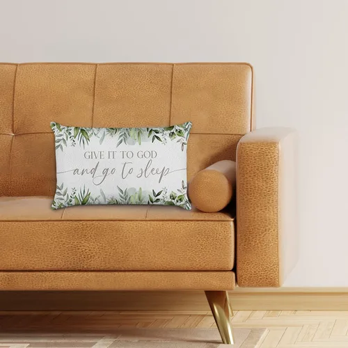 Vista 3 de Funda de almohada decorativa con diseño de hojas de eucalipto en acuarela de 12 x 20 pulgadas, para el hogar, sala de estar, dormitorio, sofá