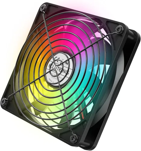 Vista 8 de ELUTENG Ventilador de refrigeración USB para computadora con iluminación RGB de 7 colores, controlador de 3 velocidades 1100/1300/1500 RPM