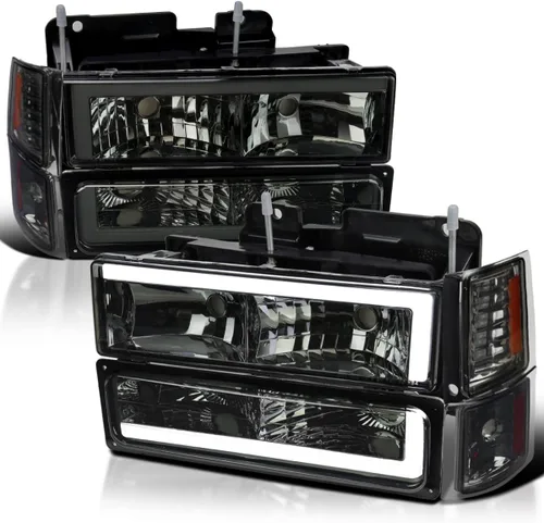 Vista 10 de SPEC-D TUNING Luces delanteras negras + luces de giro + luces de parachoques con tubo LED. Compatible con Chevy C10 C/K Tahoe Suburban de 1994-1998