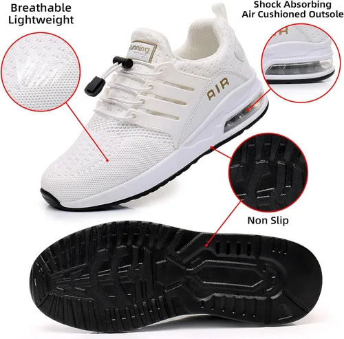 Vista 3 de BOGOVER Zapatos de senderismo para hombre, antideslizantes, transpirables, ligeros, con amortiguación de aire, tenis para tenis, gimnasio, trotar