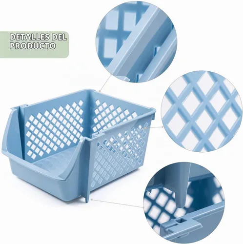 Vista 4 de 4 piezas de canastas de almacenamiento apilable para alimentos, aperitivos, juguetes, artículos de tocador, contenedores de almacenamiento