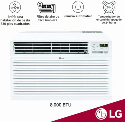 Vista 2 de LG LT0816CER aire acondicionado de 8.000 BTU con instalación para pared 115V, for Rooms up to 330 Sq. Ft., Perfect, for Bedroom or Office, Remote