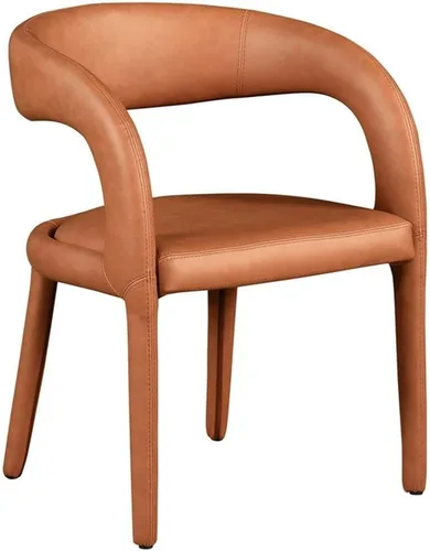 Vista 11 de Meridian Furniture 987Black-C Sylvester Collection Modern Silla de comedor tapizada de cuero vegano contemporáneo con respaldo redondeado, 23.5