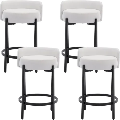 Vista 10 de Ya-Home Juego de 2 taburetes de bar modernos, de piel sintética, de 26 pulgadas, altura de mostrador, con respaldo bajo, taburetes tapizados