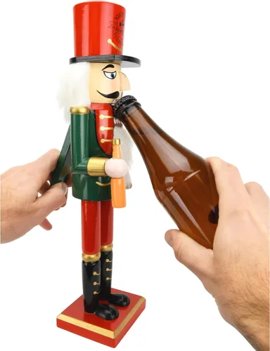 Vista 4 de Tree Buddees Beercracker Abridor de Botellas Cascanueces de 15" de Alto Funcional Apertura de Botellas y Decoración Festiva Navideña Bottlecracker