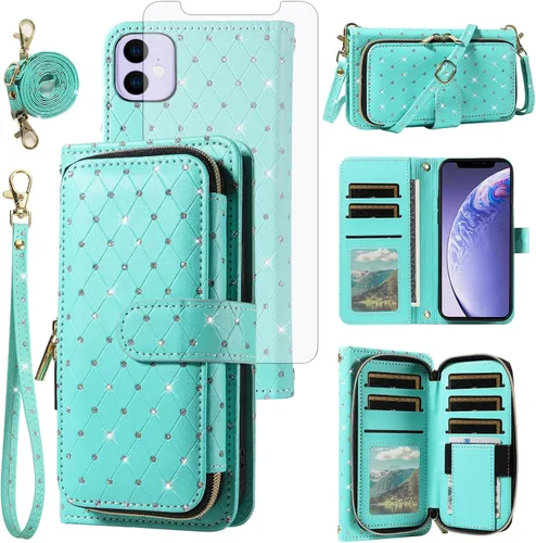 Vista 170 de Funda para teléfono iPhone 6 6S con cremallera y protector de pantalla con protector de pantalla, correa de cordón cruzado, ranura para iPhone 6 Six