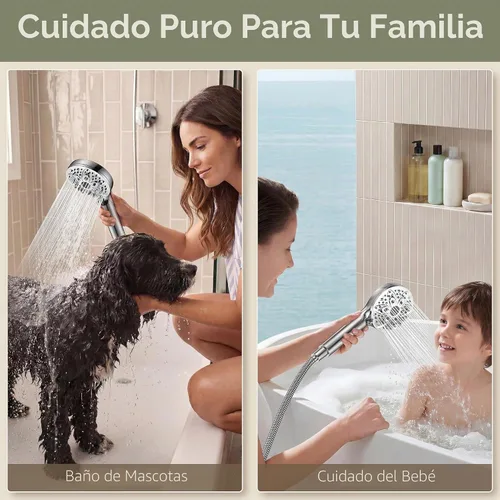 Vista 6 de JDO High Pressure Filtered Shower Head with Handheld, Chrome