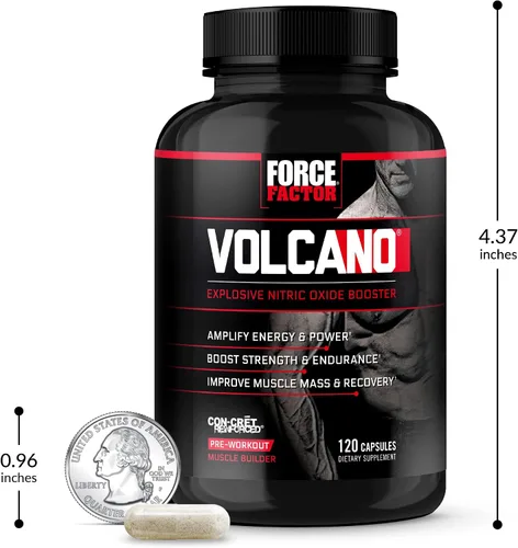 Vista 8 de Force Factor Volcano Pre-Entrenamiento Suplemento de Óxido Nítrico Booster para Hombres with Creatine and L-Citrulline to Help Boost Nitric Oxide