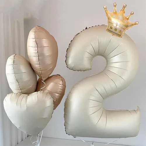 Vista 5 de Globos de 40 pulgadas con el número 24 color blanco crema, globos grandes del número 24 de helio, globos grandes de aluminio de cumpleaños de 24