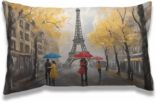 Vista 21 de AOYEGO Funda de almohada de cuadros rojos y verdes de 12 x 20 pulgadas, fundas de almohada rectangulares de algodón y lino para decoración